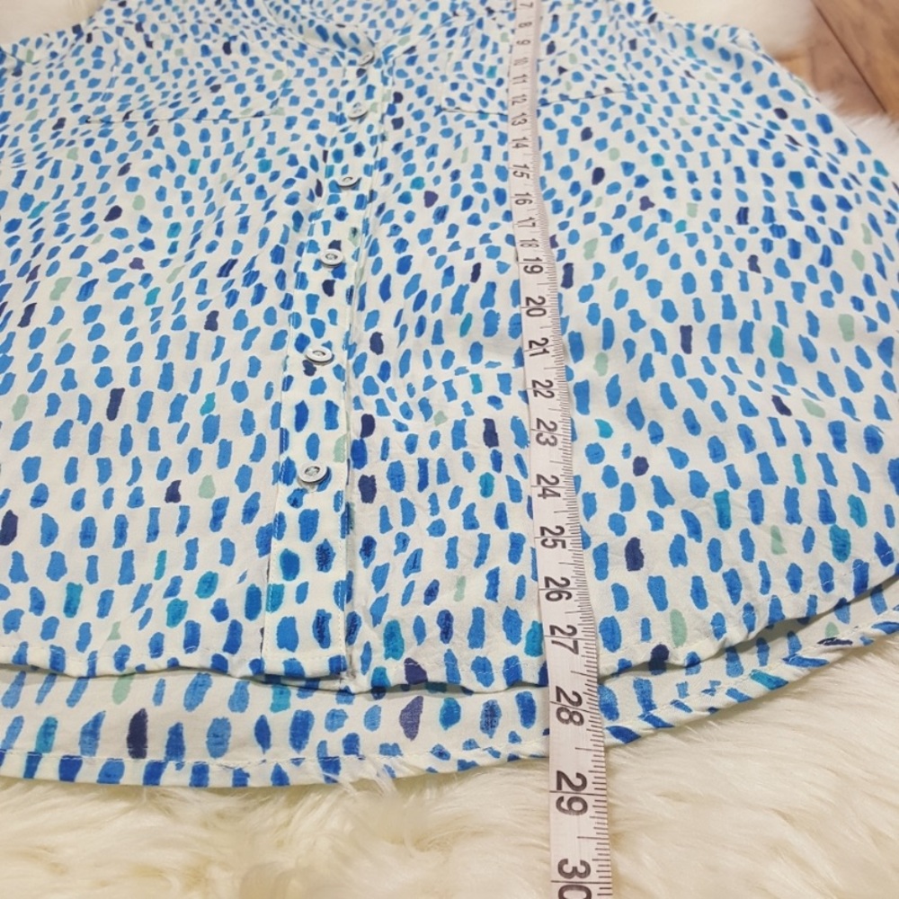 Anthro Maeve Blue Dot Sleeveless Button Down Top 6